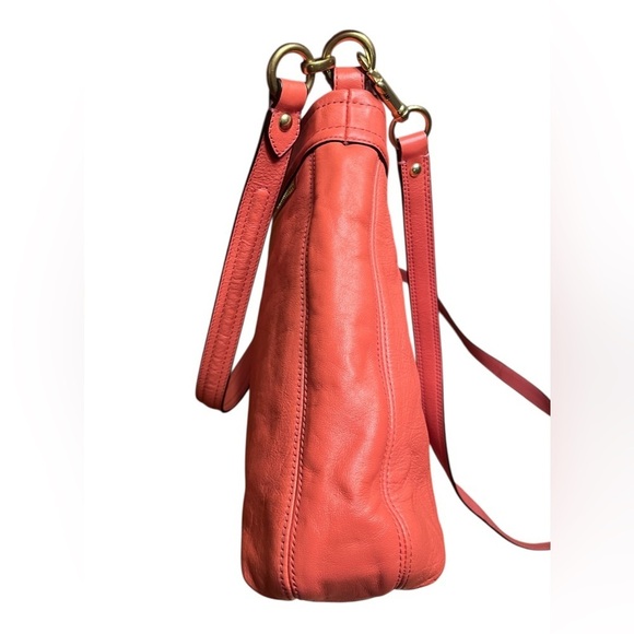 Coach Ashley Leather Convertible Hobo Bag - Coral Orange - Picture 11 of 15